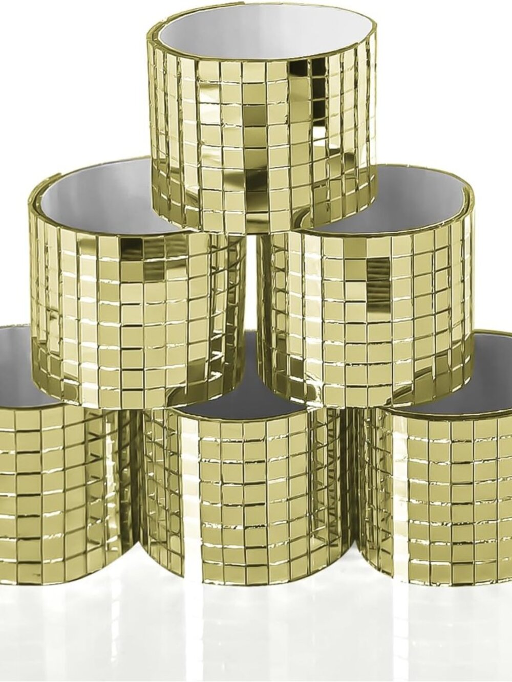 Self-Adhesive Glass Mirror Mosaic Tiles, Disco Ball Gold